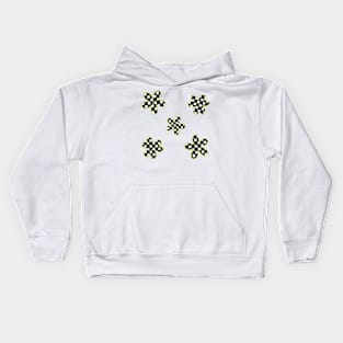 Abstract Checkerboard Flowers - Lime Green Kids Hoodie